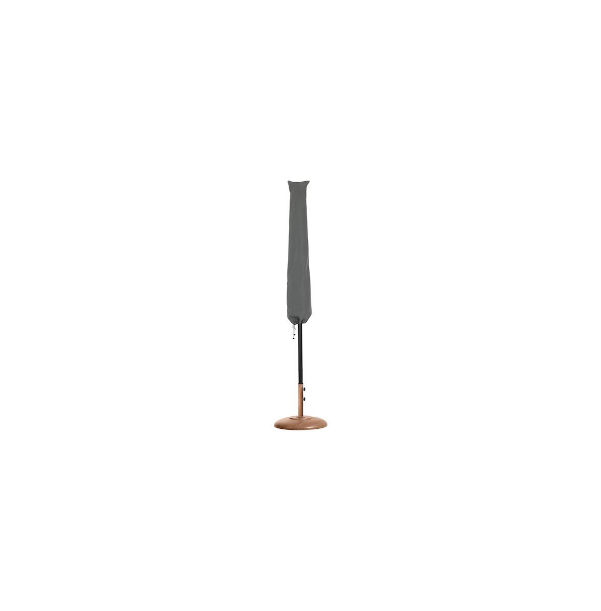 Meridian Furniture Fiji Beige Fabric / Teak Aluminum Patio Umbrella with Base Sets
