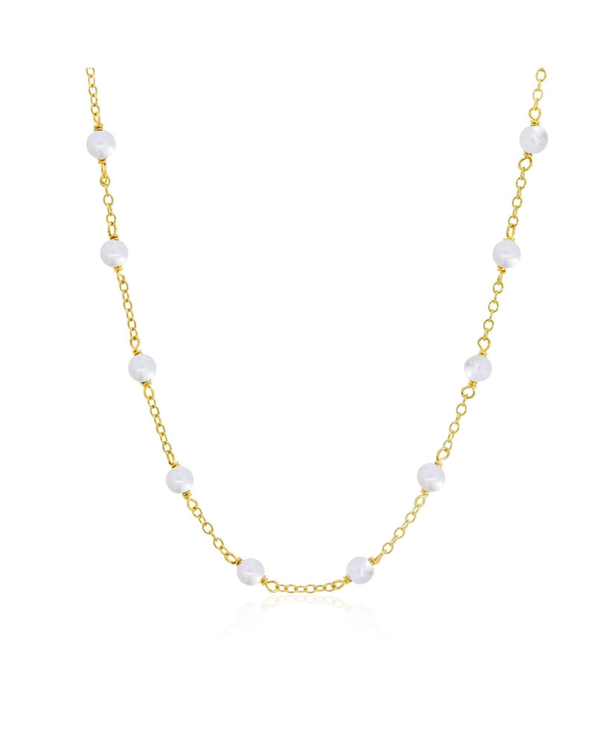 Pearl Bead Chain Necklace 14K Gold - Pearl