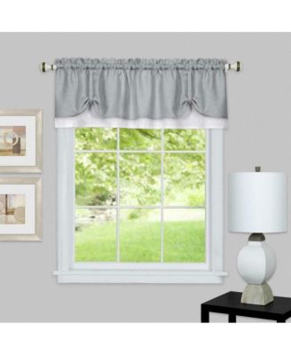 Country Farmhouse Flax Linen Tie Up Window Valance - 58 in. W x 14 in. L