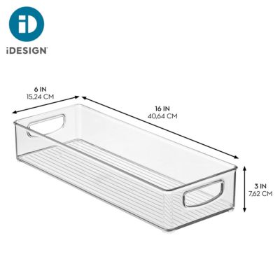 Plastic Stackable Pantry Bin with Handles, Set of 2, Clear, Made in USA