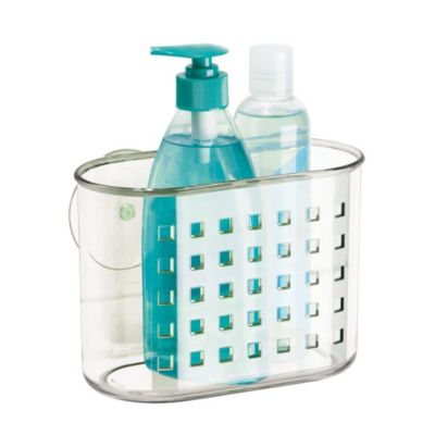 Small Suction Shower Basket for Bathroom, Set of 2, Clear, Made in USA