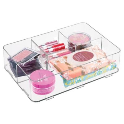 Interlocking 4-Section Plastic Drawer Organizer