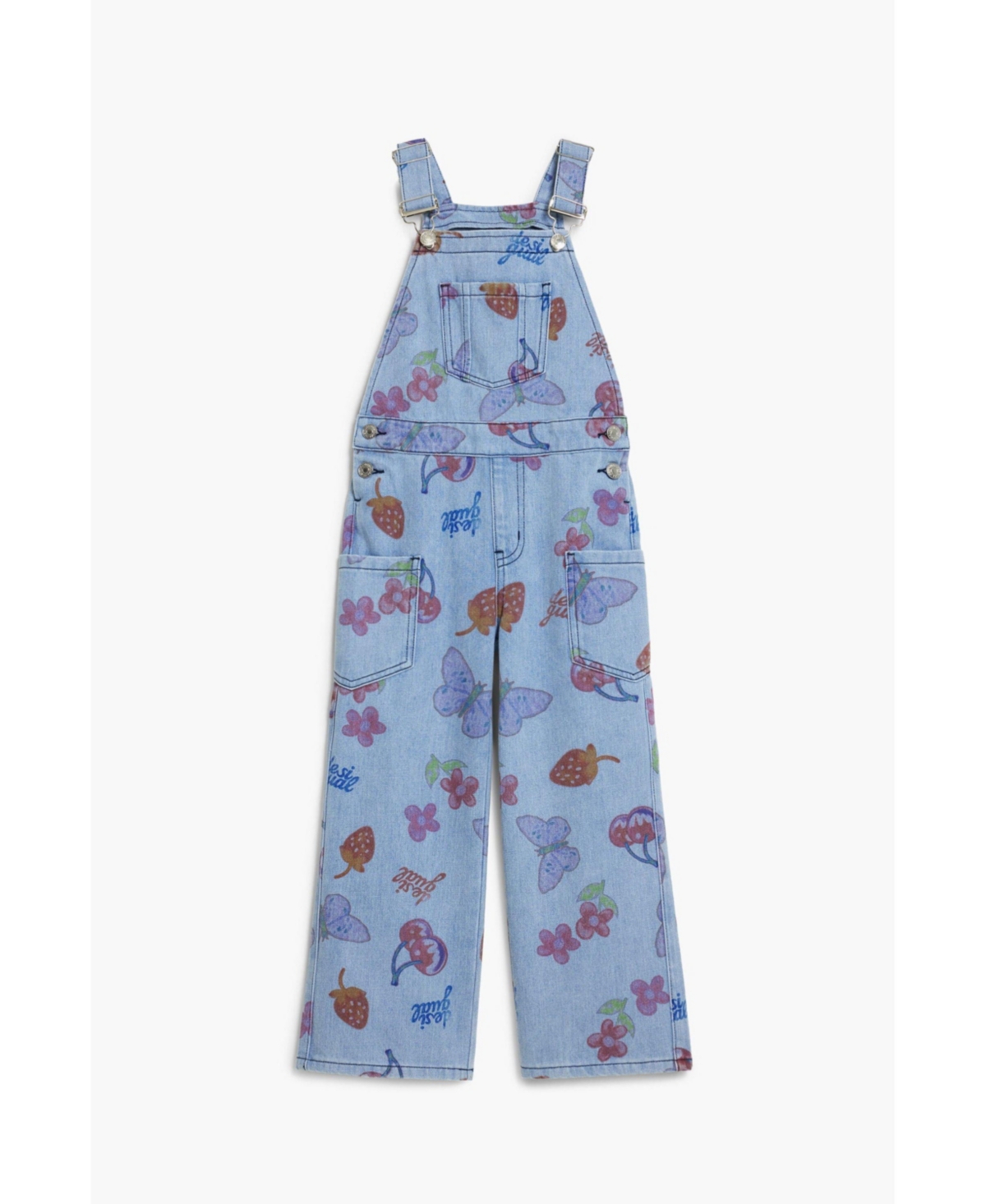 Desigual Girls Girls's Denim Dungarees With Fruits In Blue