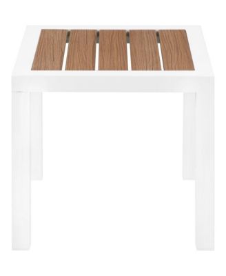 Nizuc Brown Wood Look Accent Paneling Outdoor Patio Aluminum End Table
