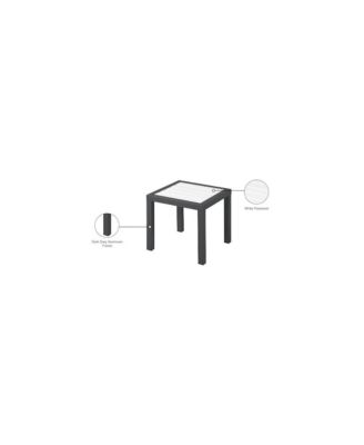 Nizuc White Wood Look Accent Paneling Outdoor Patio Aluminum End Table