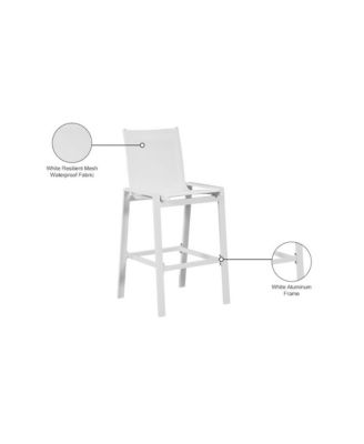 Nizuc White Mesh Water Resistant Fabric Outdoor Patio Barstool, Set of 2