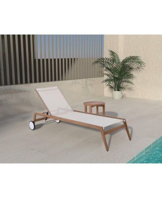 Maui Cream Water Resistant Fabric Outdoor Patio Lounger