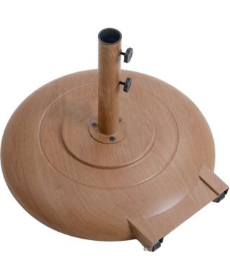 Fiji Beige Fabric / Teak Aluminum Patio Umbrella with Base Sets