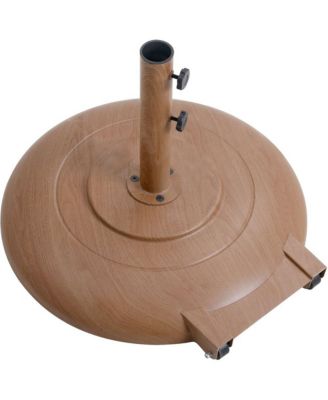 Fiji Black Fabric / Teak Aluminum Patio Umbrella with Base Sets