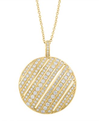 EFFY&reg; Diamond Diagonal Disc 18" Pendant Necklace (1-3/8 ct. t.w.) in 14k Gold