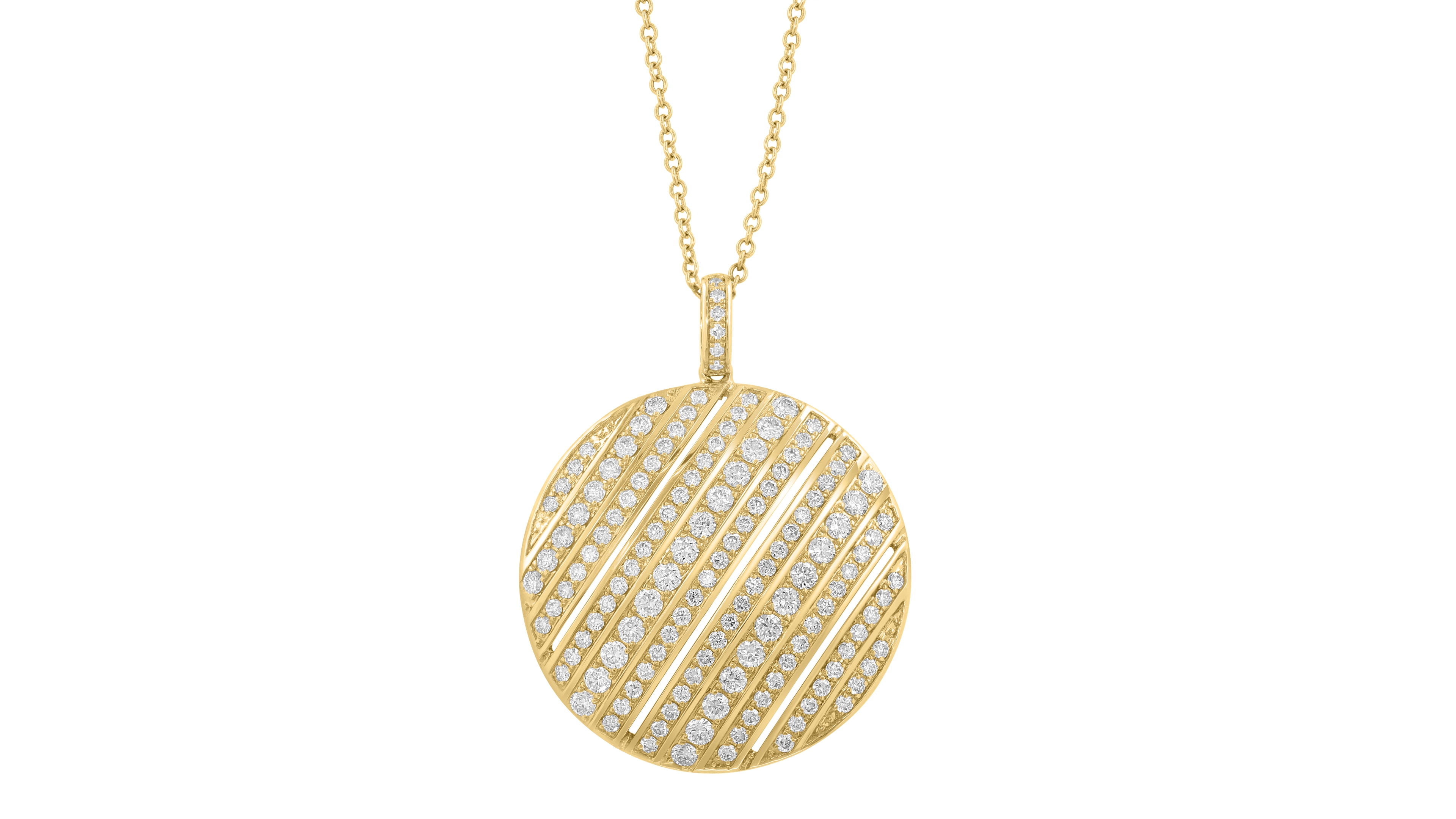 Effy Diamond Diagonal Disc 18" Pendant Necklace (1-3/8 ct. t.w.) in 14k Gold