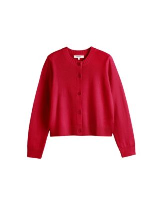 Women's Wool Cashmere Blend Crew Neck Cropped Cardigan