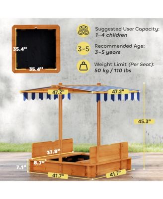 Cove box with Lid & Adjustable Canopy for Kids, Wooden