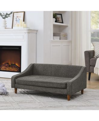 Gray Durable Elevated Dog Sofa Bed Pet Sofa with Modern Irregular Armrest Design Comfortable Soft Dog Sofa