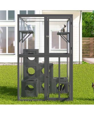 68.9 in. H Outdoor Cat house Cat shelves with Removable wood boxes in Gray