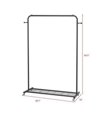 Modern Garment Rack with Clothes Hanging Rod and Lockable Wheels for Easy Mobility
