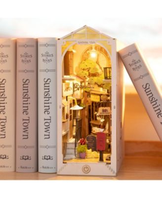 3D Jigsaw Puzzle Wooden Model Building Kit DIY Dollhouse Book Nook Bookshelf Insert Decor Alley Miniature Kit, White, 7.28"3.94"9.53