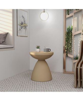 Dune Collection Fiberglass Outdoor Side Table in Beige