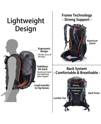 40L+5L Hiking Backpack – Waterproof, Lightweight Mountain Bag with Rain Cover & Shoe Compartment for Camping & Travel