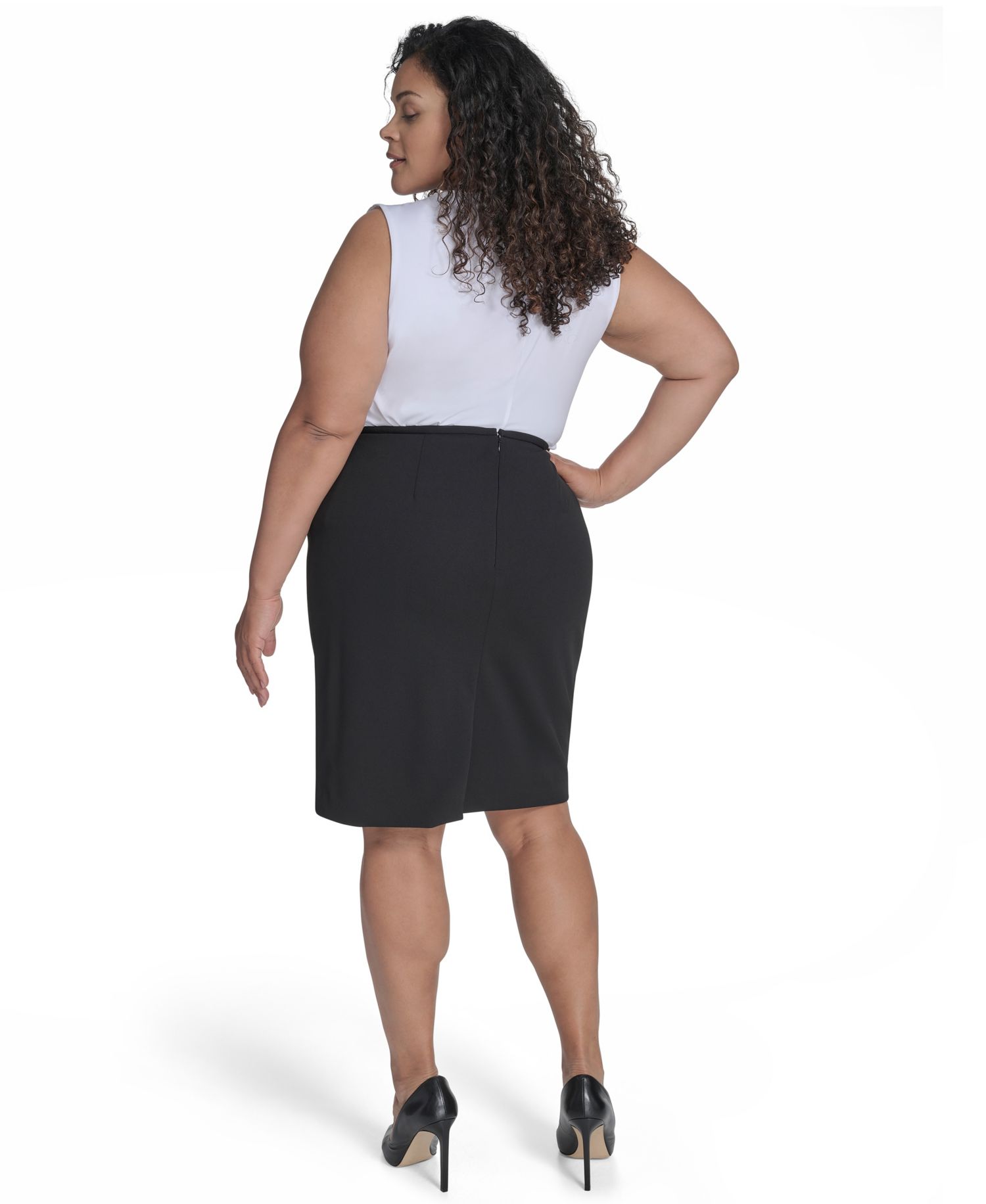 Plus Size Soft Crepe Pencil Skirt