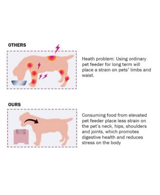 23in Black Wooden Dog Food Bowls Heavy Duty Pet Elevated Feeding Station