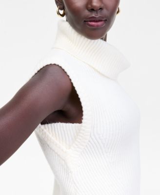 Women's Sleeveless Rib-Knit Turtleneck Sweater, Macy's Exclusive