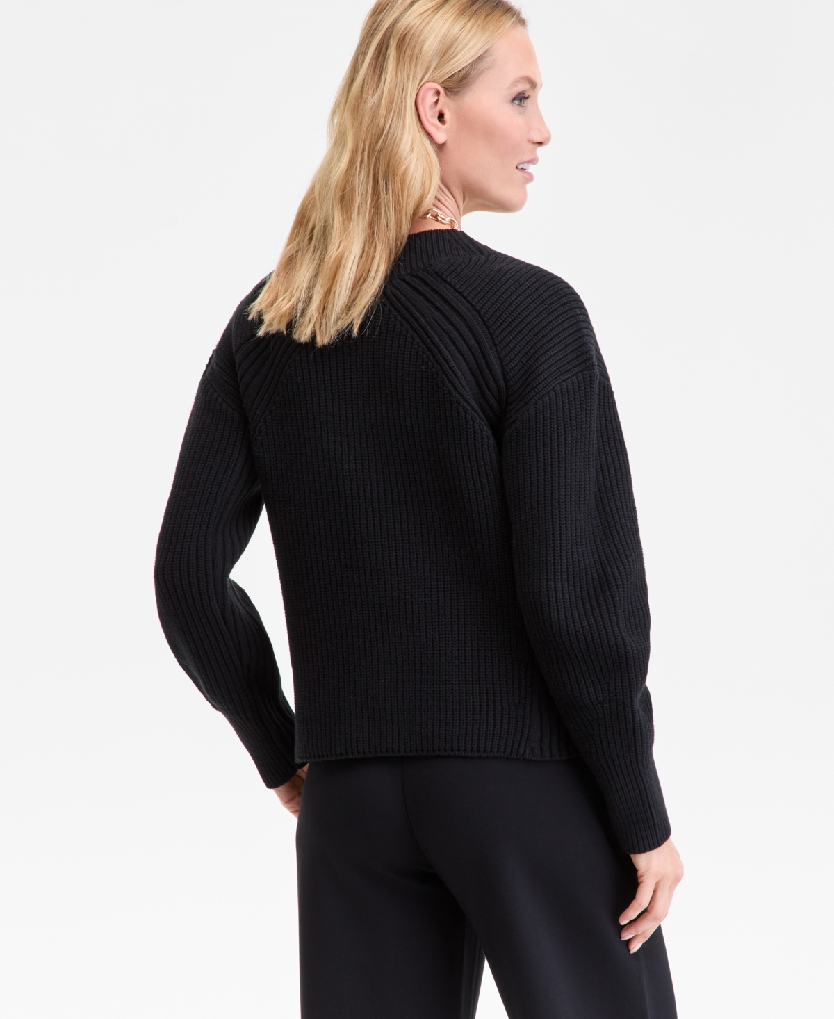 Inc International Concepts Women's Directional Ribbed Sweater, Macy's Exclusive In Black