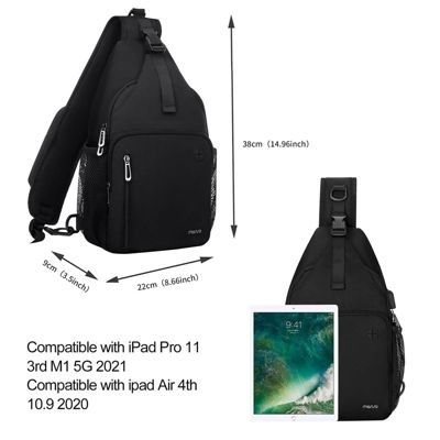 Sling Backpack with USB Charging Port - Crossbody Travel Hiking Daypack for Men/Women, Water-Resistant Chest Bag with Anti-Theft Design