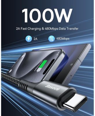 USB Type C Cable for Car, 2-Pack 3.3ft 100W Retractable Coiled USB A to USB C Fast Charger Cord, Nylon Braided Carplay Cable