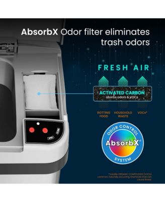 16-Liter Stainless Steel Sensor Trash Can with AbsorbX Odor Filter for Bathroom
