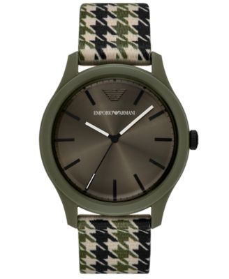 Emporio Armani - Men's Green Tri-Tone Textile Strap Watch 45mm