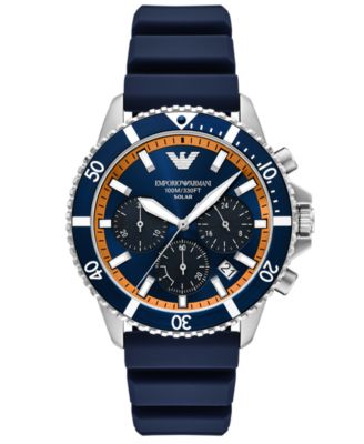 Emporio Armani - Men's Chronograph World Explorer Solar Blue Silicone Strap Watch 43mm