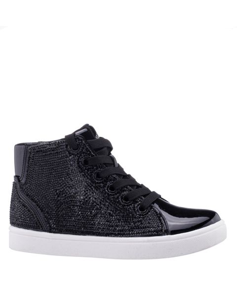 Кроссовки Nina Kula Crystal Accents Non-Slip High-Top Sneakers для девочек, цвет: Чёрный