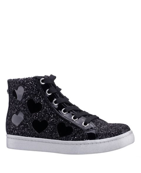 Кроссовки Nina Cass Little Glitter High Top Sneakers для девочек, цвет: Чёрный