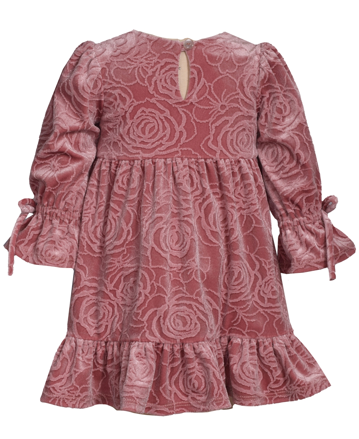 Bonnie Baby Baby Girls Long Sleeve Floral Velvet Dress In Pink