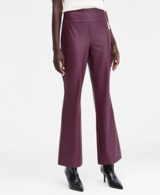 Women's Faux-Leather High-Rise Flared Pants, Macy's Exclusive