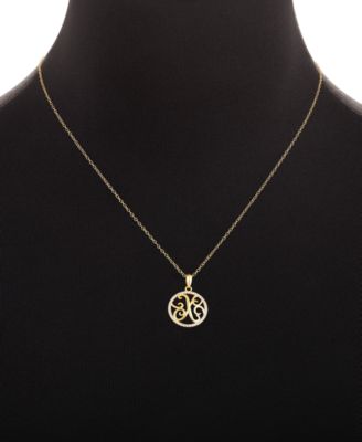 Cubic Zirconia Pav&eacute; Monogram X Pendant 18" Necklace in 18k Gold Over Sterling Silver, Created for Macy's