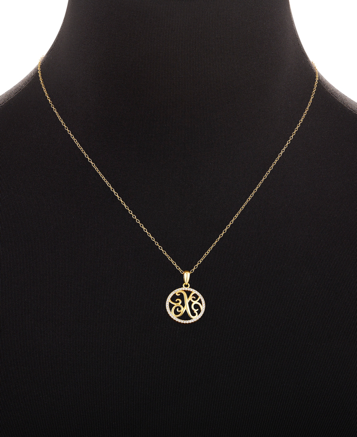 Giani Bernini Cubic Zirconia Pave Monogram X Pendant 18" Necklace in 18k Gold Over Sterling Silver, Created for Macy's