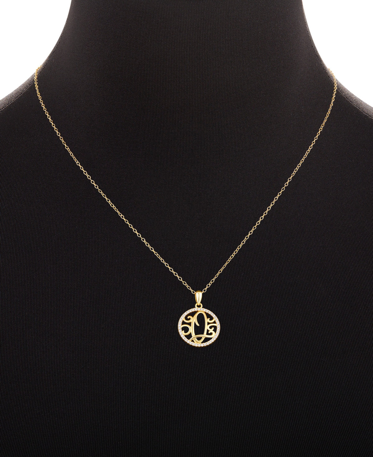Giani Bernini Cubic Zirconia Pave Monogram Q Pendant 18" Necklace in 18k Gold Over Sterling Silver, Created for Macy's