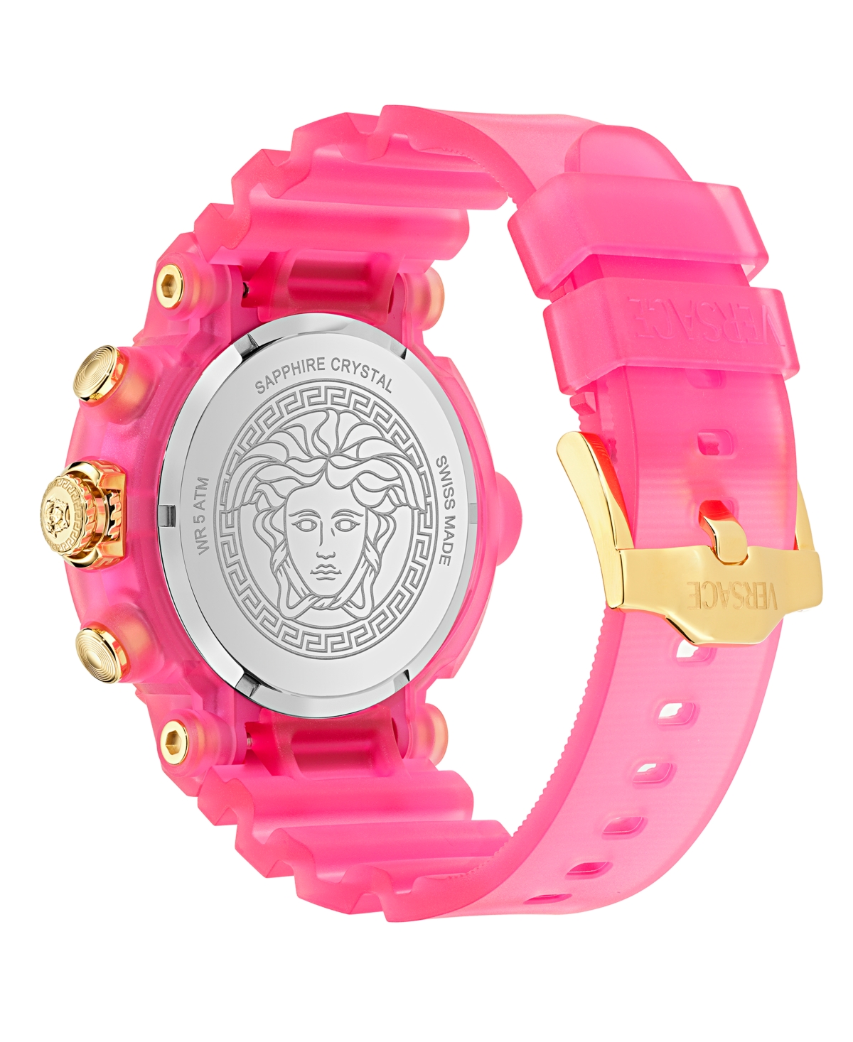 Versace Men's Swiss Chronograph Real Active Pink Strap Watch 45mm