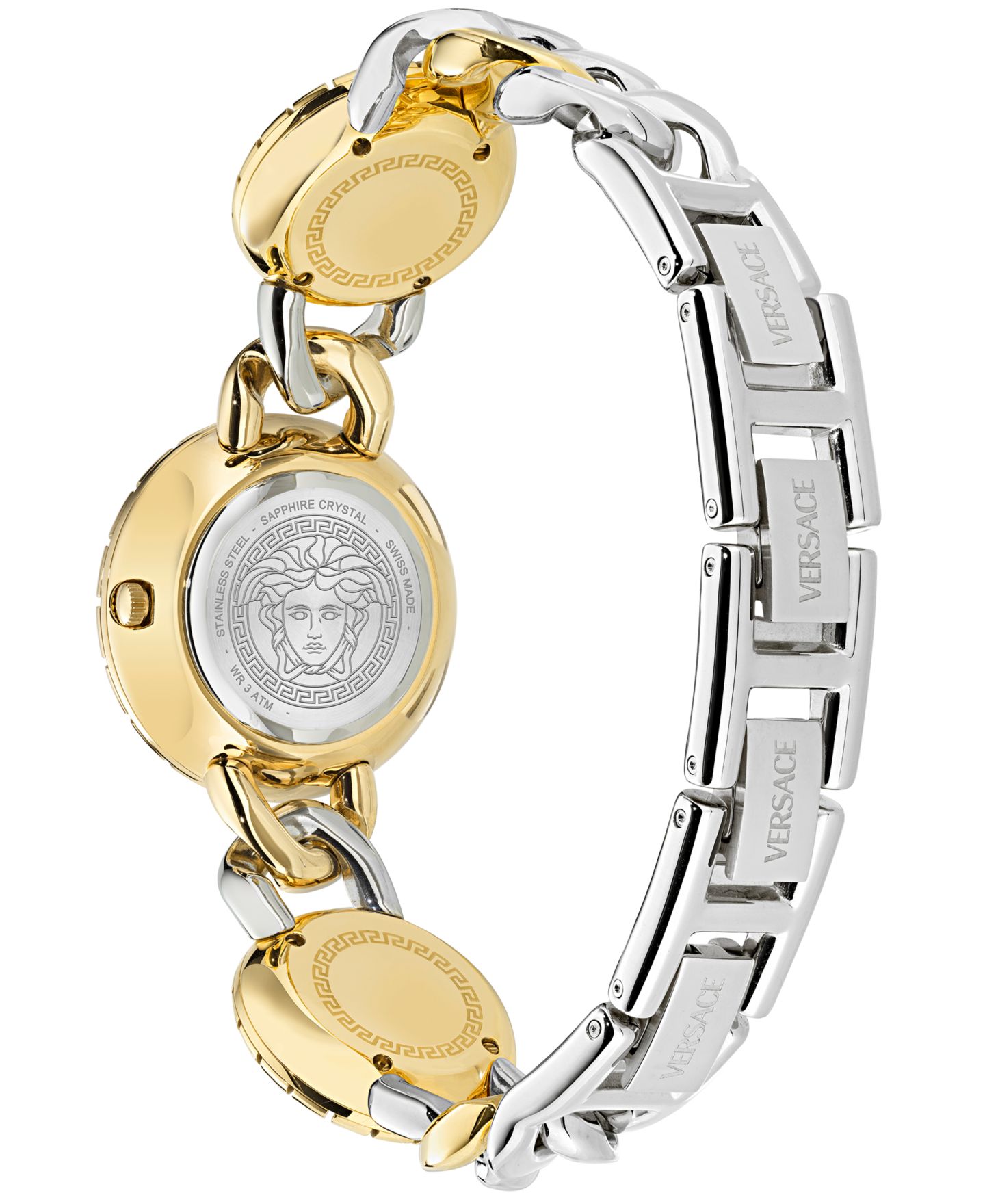 Женские часы Versace Swiss La Greca Stud Icon Two-Tone Link Bracelet Watch 28mm — фото 3
