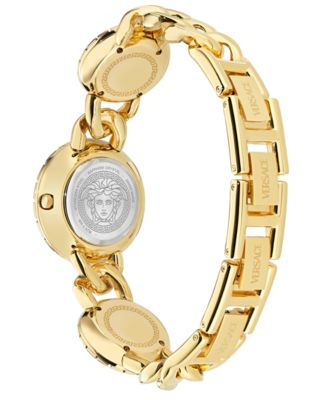 Women's Swiss La Greca Stud Icon Gold Ion Plated Link Bracelet Watch 28mm