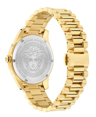 Men's Swiss Apodis GMT Gold Ion Plated Bracelet Watch 41mm