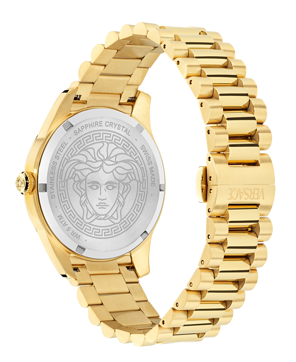 Versace Men's Swiss Apodis Gmt Gold Ion Plated Bracelet Watch 41mm In Gold