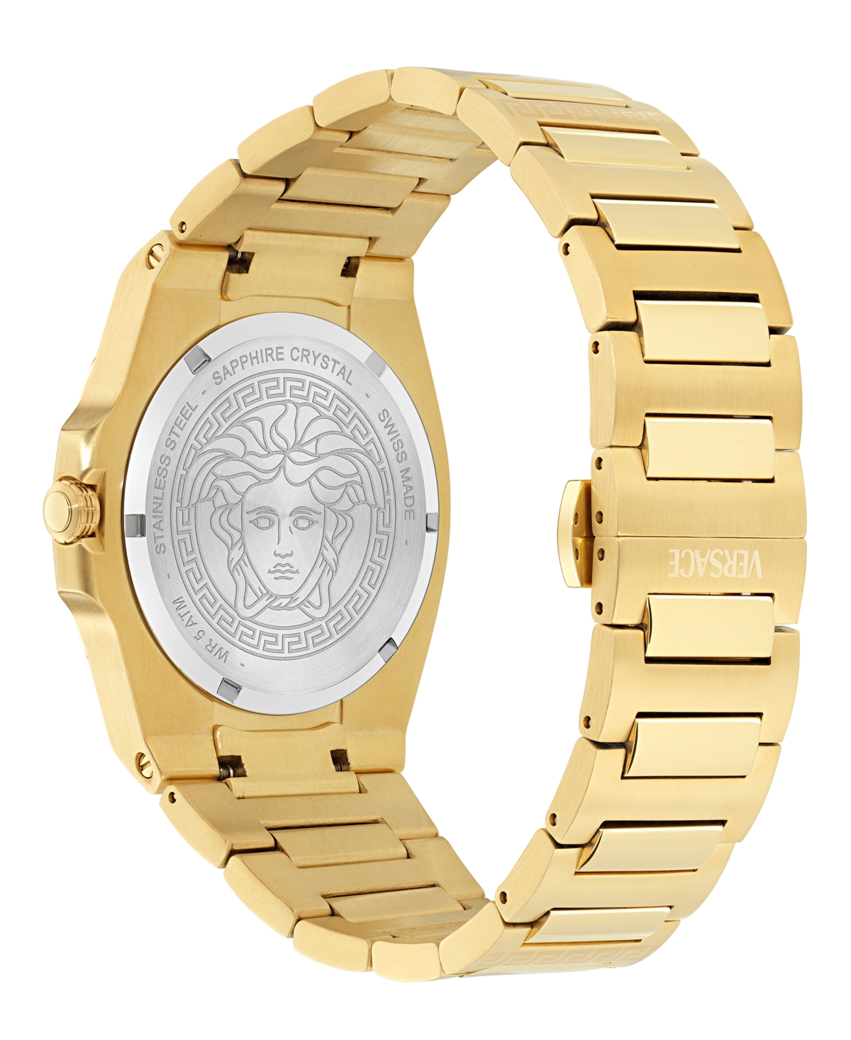 Versace Men's Swiss Tolomeo Gold Ion Plated Bracelet Watch 40mm