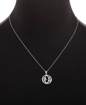 Cubic Zirconia Filigree Initial O Monogram 18" Pendant Necklace in Sterling Silver, Macy's Exclusive