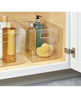 Plastic Storage Bin with Handles - Set of 4 - Clear - Made in USA