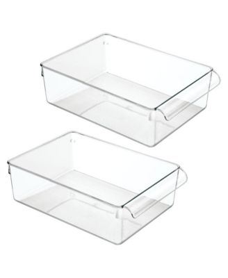 Fridge Storage Tray with Handle - Set of 2 - Clear