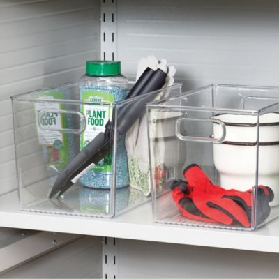 Plastic Storage Bin with Handles - Set of 4 - Clear - Made in USA