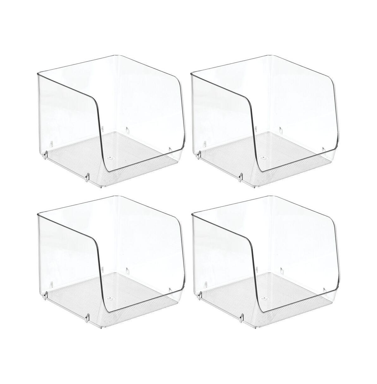 iDesign Open-Front Bin for Household Storage, Set of 4, Clear, Made in Usa